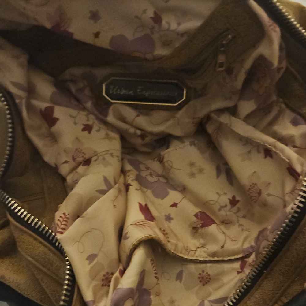 Brown Suede Jacket with Floral Lining